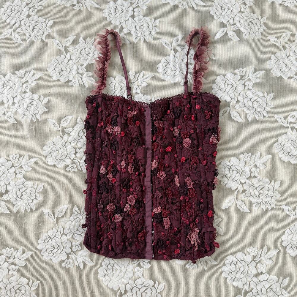 Rare Vintage Y2K Bebe Lace-Up Corset Top Size XS